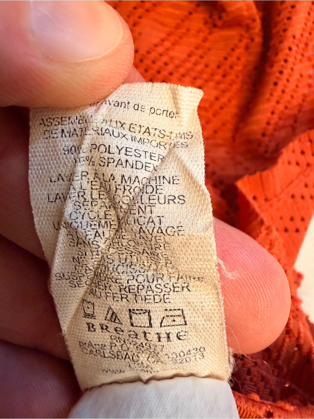 prAna Women’s Size Medium Angie Mesh Hoodie Pullover V-Neck Logo Orange USA Made - Picture 8 of 10